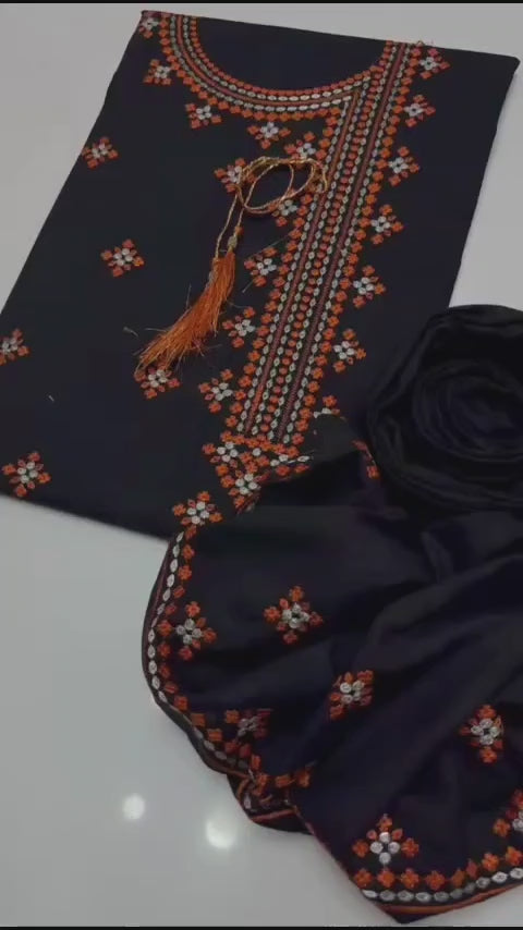 Winter Cotton 2-Piece โ Heavy Embroidered Shirt with Tassel & Embroidered Trouser
